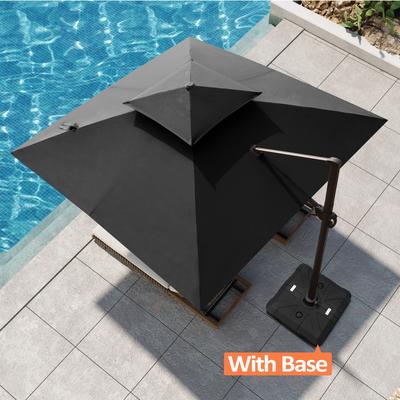 Pellebant 11 ft Patio Cantilever Offset Double Top Umbrella with Base