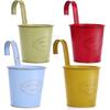 Petites Ecrevisses - 4 Stück Hängender Blumentopf mit Drainageloch Bunt Metall Blumentopf Vintage