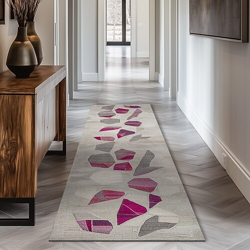 Vintage Boho Shaggy Flur Läufer Teppich weich, rutschfeste waschbare Eingangsmatte, Bauernhaus Küche, Badezimmer, Schlafzimmer Bereich Teppich Image