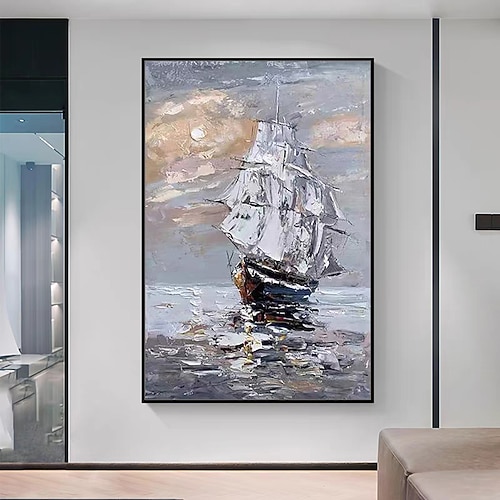 Mintura handgefertigte abstrakte Bost-Landschaftsölgemälde auf Leinwand, Wandkunst, Dekoration, modernes Bild für die Inneneinrichtung, gerolltes, rahmenloses, ungedehntes Gemälde Image