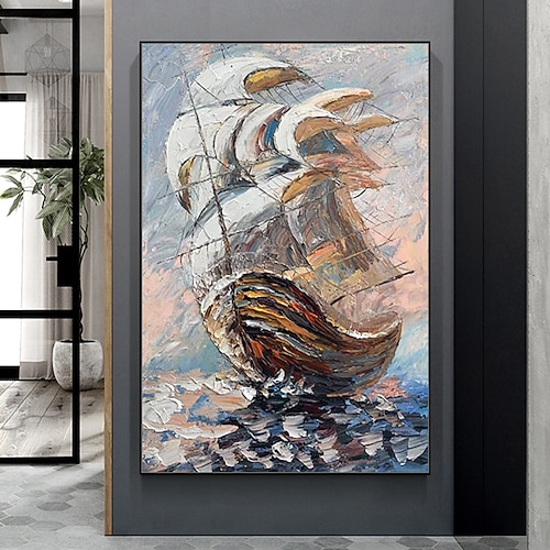 Mintura handgefertigte abstrakte Bost-Landschaftsölgemälde auf Leinwand, Wandkunst, Dekoration, modernes Bild für die Inneneinrichtung, gerolltes, rahmenloses, ungedehntes Gemälde Image