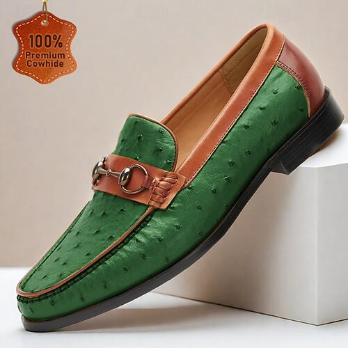 Herren Loafer Slip On Klassische Loafer Leder Atmungsaktiv Komfortabel Rutschfest Halbschuhe Wein Blau Braun Herbst Winter Image