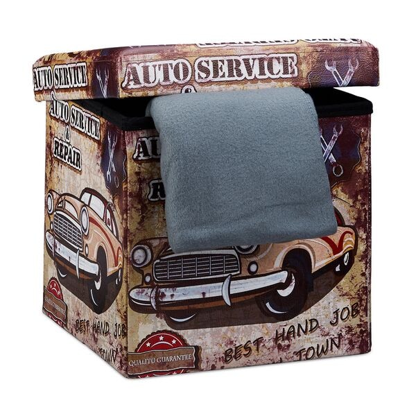 relaxdays Faltbarer Sitzhocker - Trendmotiv silber