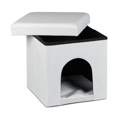 relaxdays Hundebox Sitzhocker - Kunstleder weiß Image
