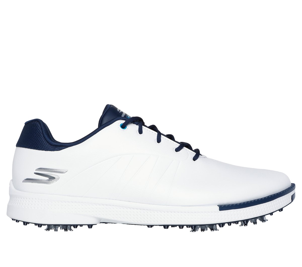 Skechers Men's Waterproof: GO GOLF Tempo Shoes | Size 10.5 Extra Wide | White/Navy | Synthetic/Textile