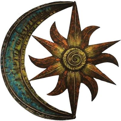 Sonne Mond Metall Wanddekoration, kreative Wandbehang Dekoration für Garten, Vintage Dekor Image