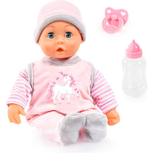 Babypuppe BAYER ""First Words Baby, 38 cm rosa Einhorn"" Puppen rosa Kinder