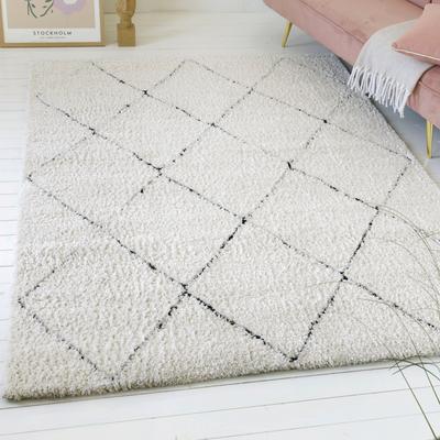 Hochflor-Teppich OTTO HOME "Aveline, auch als Läufer erhältlich", beige, B:133cm H:35mm L:200cm, Polypropylen, Teppiche, Langflor, Shaggy im Berber Stil, geometrisch, Raute, Wohnzimmer Image