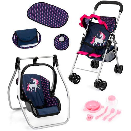 Puppenbuggy BAYER ""Set mit Tasche"" Puppenwagen bunt (blau, pink) Kinder