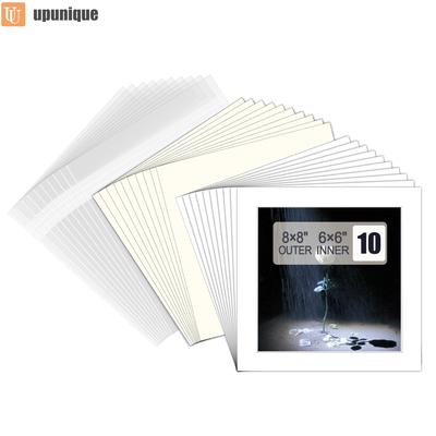 TEMU 10 Pack Square Picture Mats With White Cut, Acid Free, Photo, Art, Frame, Room Decor, Card Paper, Without Frame [mat + + Bag] - Image