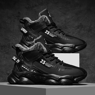 TEMU 1pair Men's Winter Casual Sports Sneakers - Low- Toe Shoes With Lace-up Closure, , Fabric & Insole For Daily And Athletic Use Image