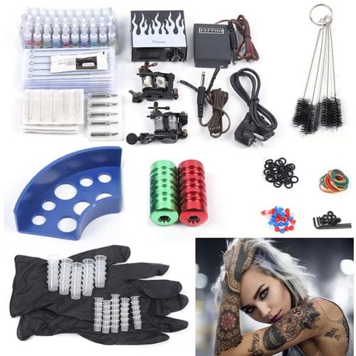 Komplett Tätowierung, Tattoo-Set für Anfänger 2 Tattoomaschine Set Tattoo Kit 40 Farben Inks 50