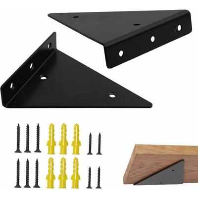 XVX - Schwarz mit Wandregal, unsichtbare Befestigung, 17 cm, 2 Stück, dreieckige Halterung, Regal, Image