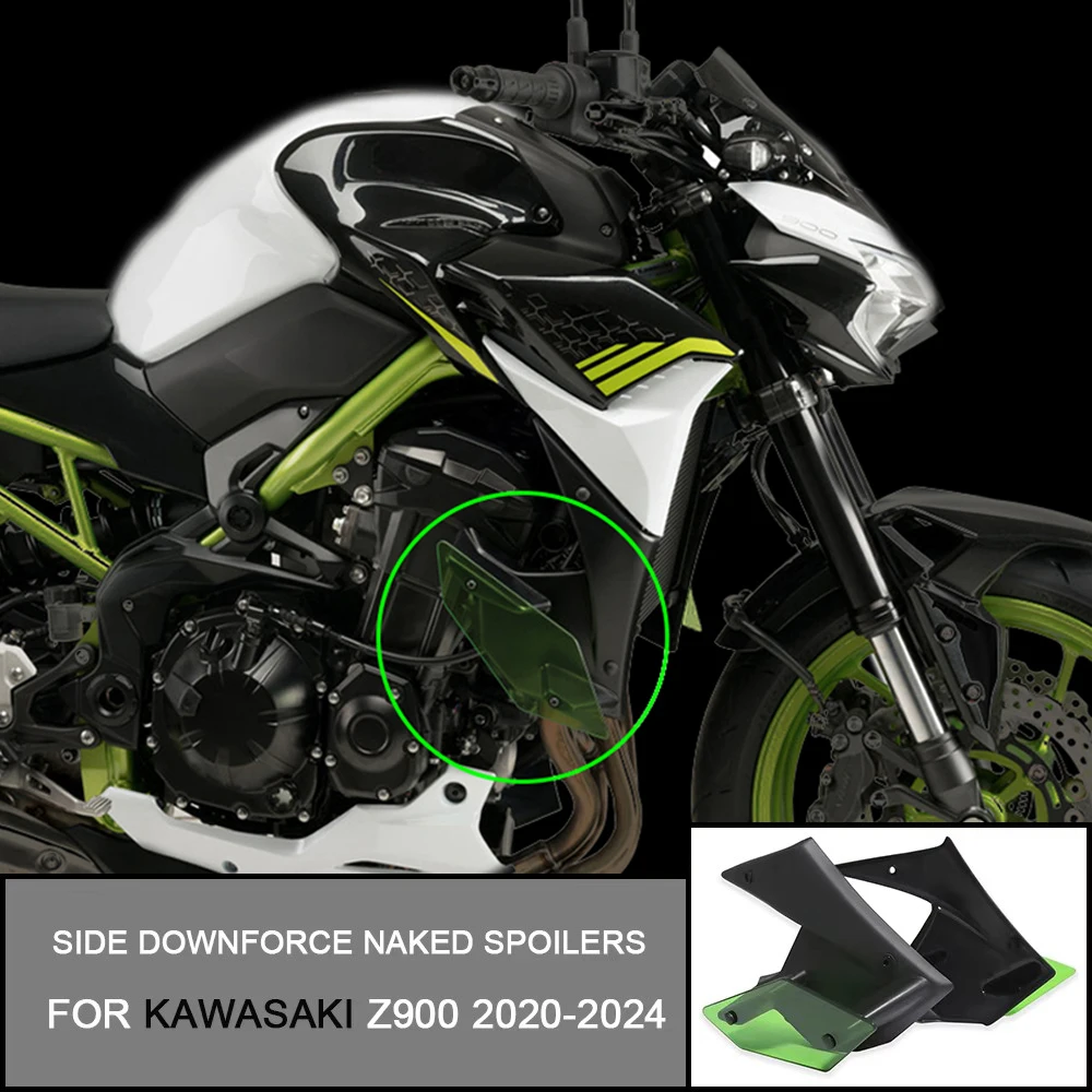 Déflecteurs d'aile de carénage de moto, Spoilers nus, Winglet d'aile, Side Downforce, Partners, Kawasaki Z900 Z, 900, 2020, 2024, 2023