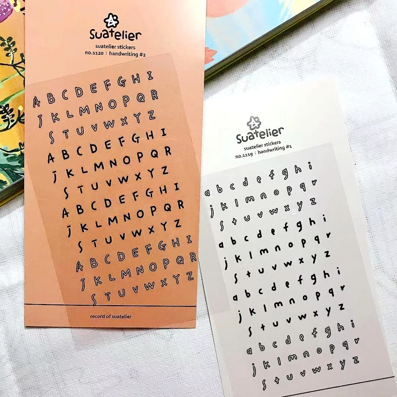 Suatelier – autocollants de lettres d'écriture manuscrite, matériel de Scrapbooking pour agenda, découpe supérieure et inférieure, Alphabet, fournitures pour Journal indésirable, DIY bricolage