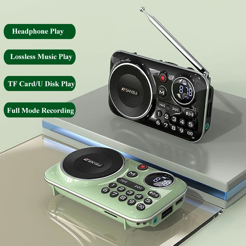 Radio FM Bluetooth 5.0 haut-parleur Mini Radio Portable pour les personnes âgées HiFi TF/USB lecteur de musique MP3 prise en charge des écouteurs enregistrés jouer