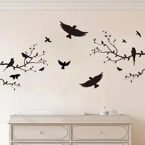 Autocollants muraux en forme de branche d'oiseau, 1 pièce, décoration pour chambre d'enfants, décor