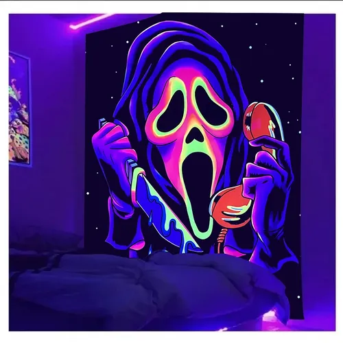 Tapisserie Murale Fluorescente Plus Lente, Brille Sous la Lumière UV, Tarot Ta édélique, Décoration