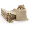 Sollbry - 100Pcs Sachets, Sachets en Lin Chanvre avec Cordon Sac de Toile de Jute Sachets de