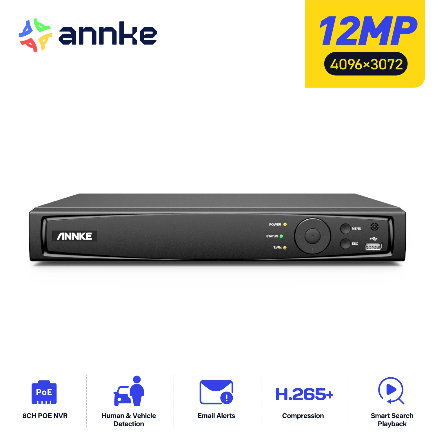 ANNKE 8CH 16CH 12MP POE Videoregistratore H.265 + NVR Video Sorveglianza di Sicurezza Per 2MP 4MP 5MP 6MP 8MP/4K 12MP IP POE Camera