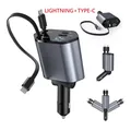 Caricabatteria da auto retrattile 4 in 1, ricarica rapida da 100 W con 2 porte USB, caricabatterie per iPhone retrattile e caricabatterie Tap-c, cavo retrattile