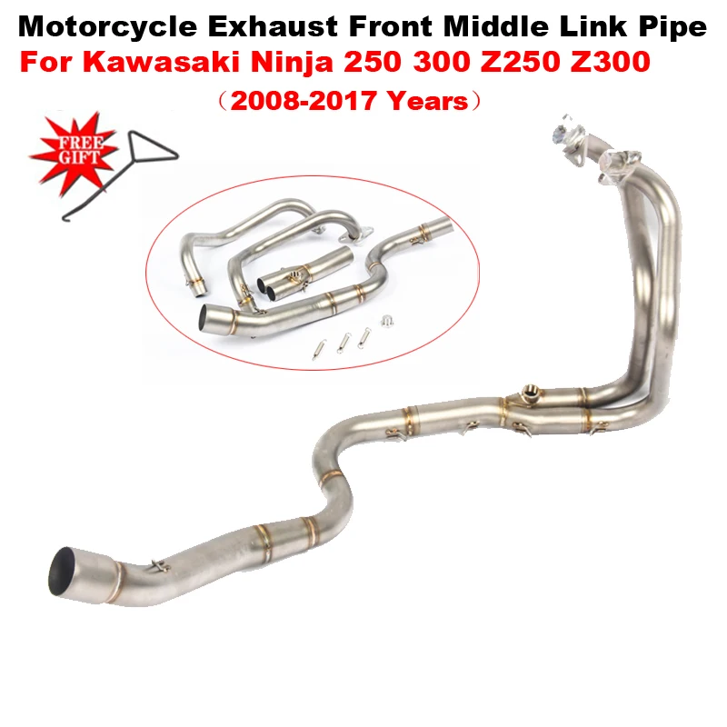 Slip On Per Kawasaki Ninja 250 Ninja 300 Ninja250 Z250 Z300 2008 - 2017 Anni Moto Di Scarico Fuga 51mm Tubo di Collegamento Anteriore