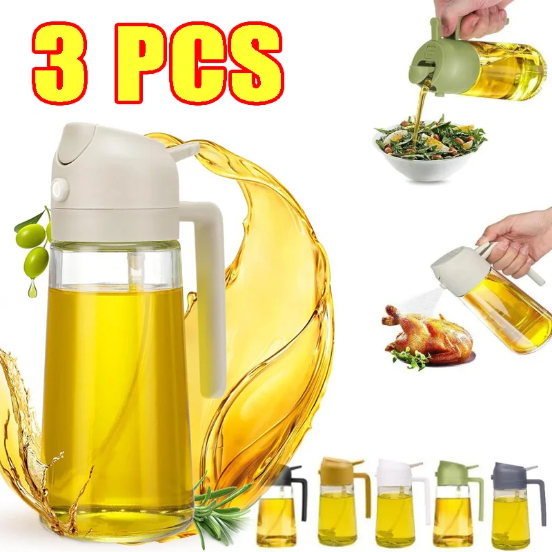 Bottiglia di olio in vetro a doppio scopo Bottiglia di spruzzatore di olio spray da cucina Oli da cucina Spray può bottiglia di olio spray a tenuta stagna per uso domestico