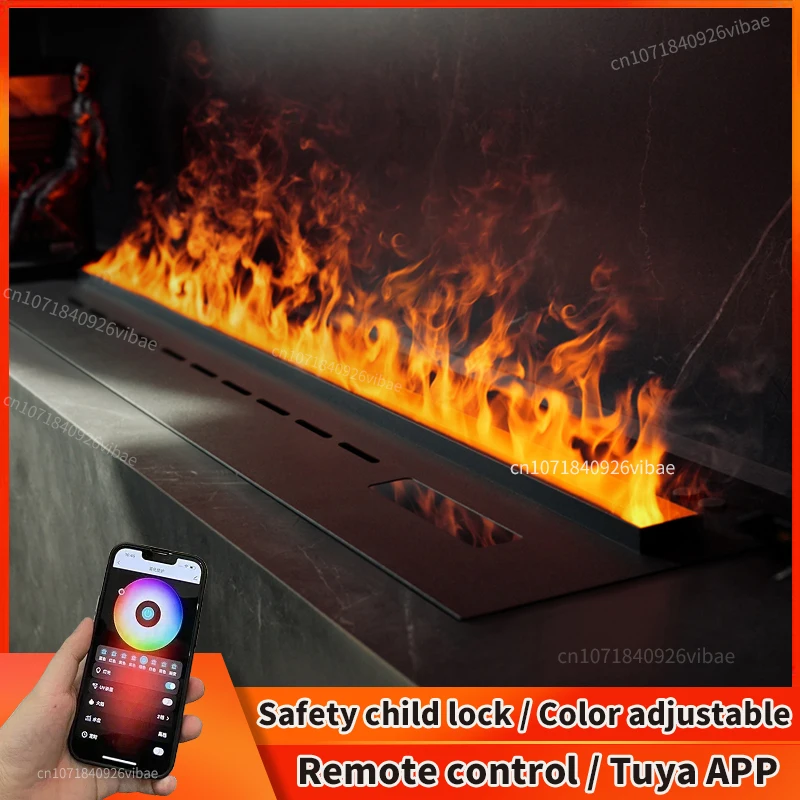Intelligenter 3D-zerstäubter Kamin, ECO-Wasserdampfnebel mit bunter LED-Flamme, intelligenter elektrischer Kamin für Inneneinrichtung