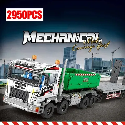 2950 Stück technische LKW Kran Fahrzeug Bausteine Haken heben LKW Auto Anhänger Abschlepp modell Ziegel Set Kinderspiel zeug Geschenke Image