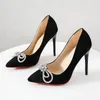 2024 Frauen Pumps High Heels Schuhe spitzen Zehen weibliche Schuhe Kristall Bowknot Frau Schuhe sexy