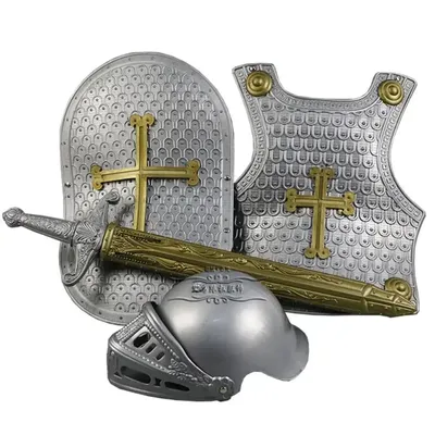 Halloween Held Ritter/Gladiator Krieger Rüstung + Schild + Schwert + Helm 4 teile/satz Kind Kostüm Image