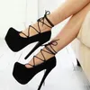 Laigzem Faux Wildleder Frauen Heels Plattform Schnüren Stiletto Heels Pumps Basic Party sexy Schuhe Frau Zapatos Mujer große Größe 39 52