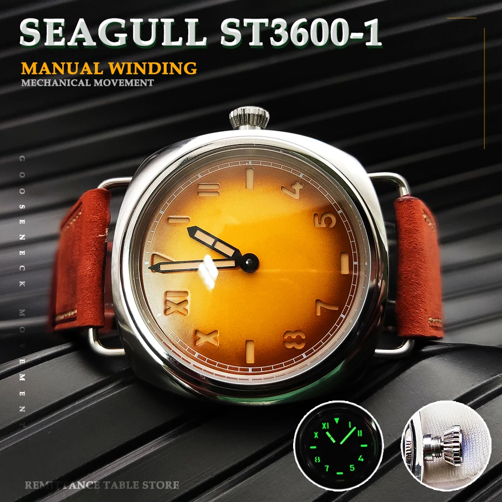 45 mm herenhorloge Replik Vintage Aviator handmatige mechanische ST3600-1 Calibre Californië steriele F-wijzerplaat Image
