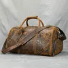 Vintage Leder Reisetasche Männer Große Kapazität reise hand gepäck für männlichen weekendd tote bage familie reisetasche luuage schuh tasche