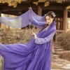 Chinesische traditionelle Hanfu Frau lila schimmernde elegante Fee Folk Performance Kleidung Fee