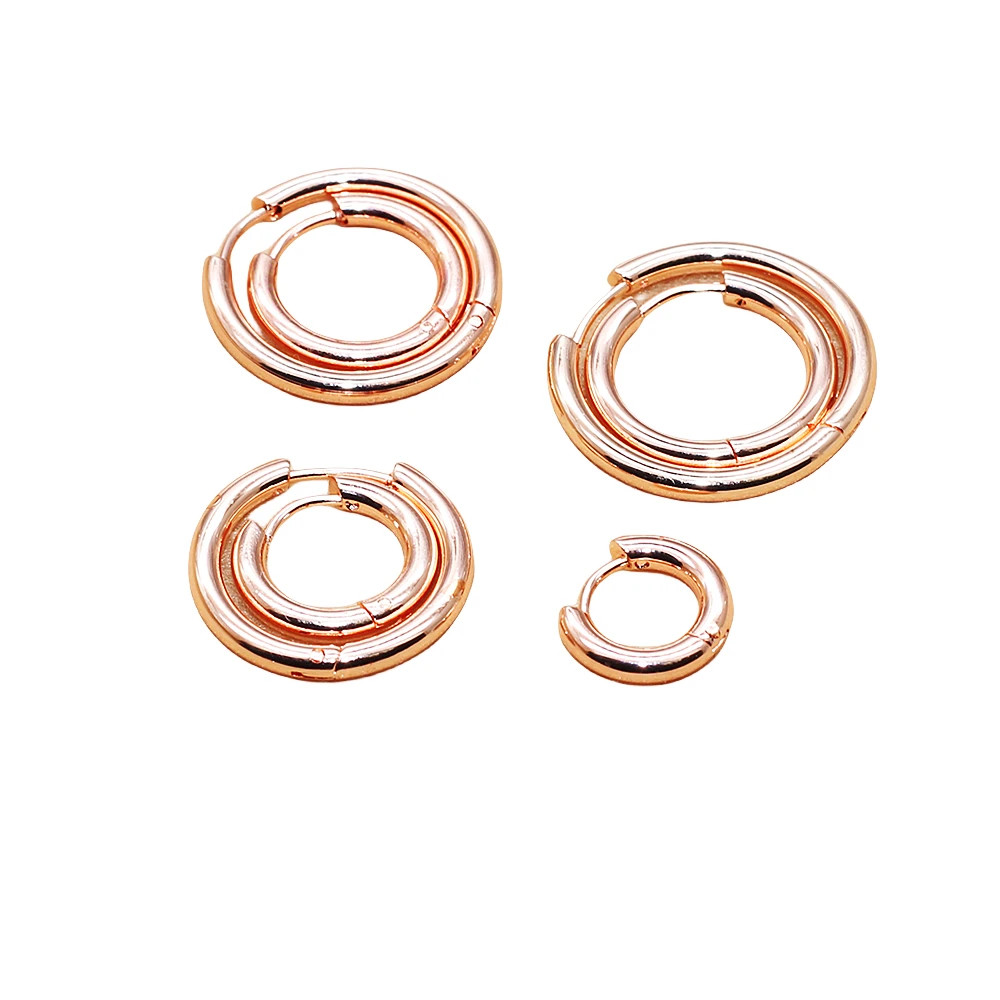 BTG02 Titan-Creolen für Herren und Damen, Roségold, Farbe, Kreis, 2,5 mm, 316l-Edelstahl, IP-Beschichtung, kein Verblassen, allergiefrei Image