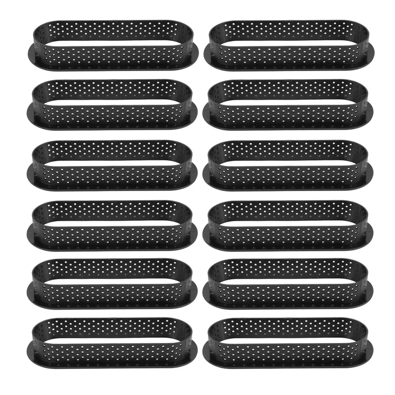12 pezzi anelli crostata ovale resistente al calore perforato torta Mousse anello antiaderente Bakeware crostata Mini torta muffa anelli torta