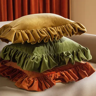 Kissen bezug Samt Kissen bezug 45x45cm Schlafzimmer Wohnzimmer Dekoration Rüschen Luxus dekorative Image