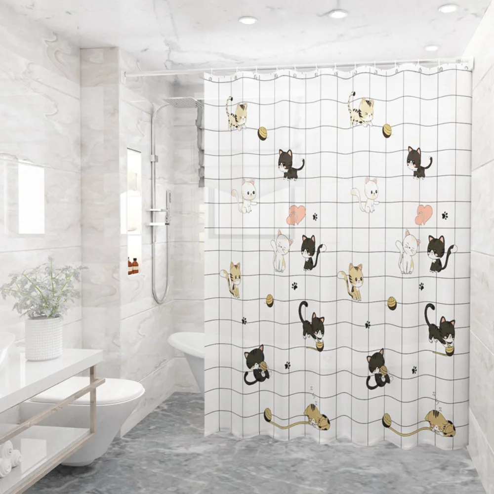 Kreativer Duschvorhang mit Haken, wasserdichter Druck, Fensterstoff, Polyester, Badewanne, Trennvorhang, Badezimmer-Zubehör