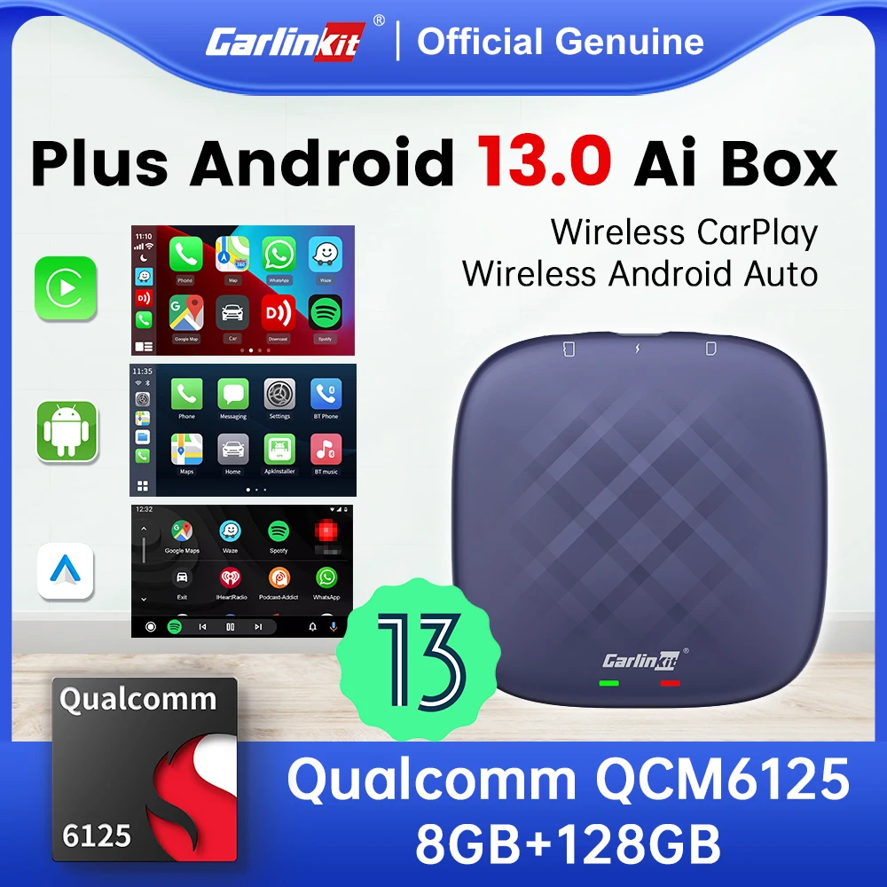 QCM 6125 Carlinkit Tv Box Android 13 Plus Für Netflix YouTube Spotify Drahtlose CarPlay Android Auto 4 GLTE GPS Auto intelligente Image