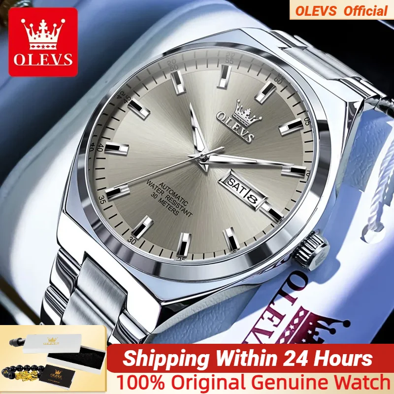 OLEVS 9907 NEUE Business-Armbanduhr für Herren, vollautomatisches mechanisches Uhrwerk, klassisches Datum und Woche, hochwertige Luxus-Armbanduhr für Herren Image