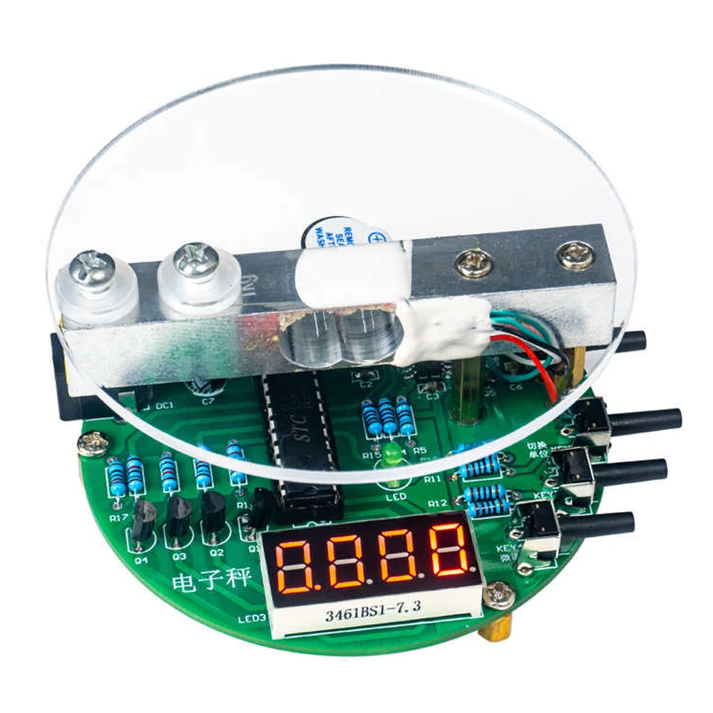 Elektronische Waage DIY Kit 1 kg Wiegen Kapazität 51 Mikrocontroller Lötübungsset mit digitaler Röhrenanzeige HX711 Chip 5 V Image