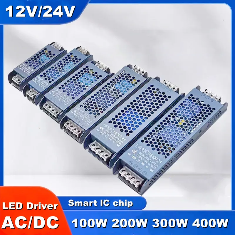 Alimentatore LED 12V 24V 45W 60W 100W 150W 200W 300W 400W Trasformatore AC/DC Convertitore driver LED per illuminazione di strisce LED