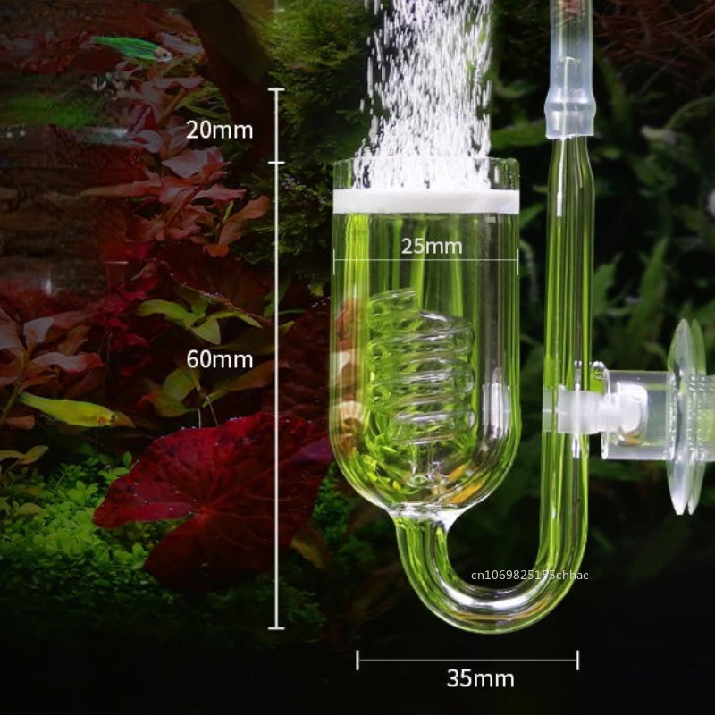 Aquarium CO2 Diffusor Aquarium Glas Spirale Kohlendioxid Zerstäuber Diffusor mit Saugnapf für Aquarium Aquarium Zubehör