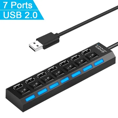7 Port USB Hub USB 2,0 Switch USB Hub 3,0 Adapter High Speed Multi 7 in 1 Hub USB Ein/Aus-Schalter tragbarer USB Splitter für Laptop