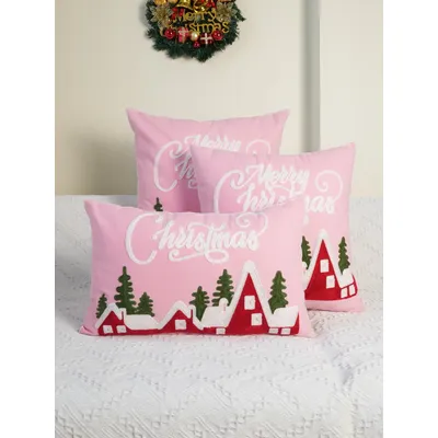 1 Stück, Weihnachtskissenbezug, dekorativer bestickter Kissenbezug für Zuhause, Sofa, Image