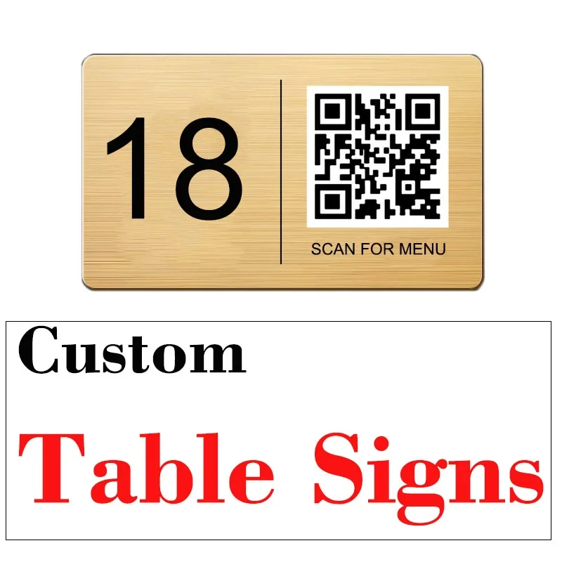 5/10pcs benutzer definierte Edelstahl Tisch Zeichen Desktop-Scan-Menü QR-Code selbst klebende Tisch Nummern schilder für Restaurant Hotel Cafe Image