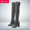QUTAA 2021 Frauen Overknee Hohe Stiefel Mode Alle Spiel Spitz Winter Schuhe Elegante Alle Spiel Frauen Stiefel Größe 34-43