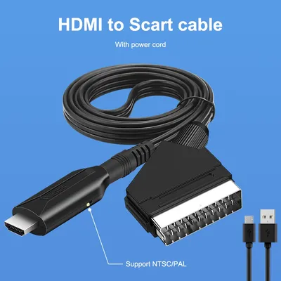 HDMI-zu-Scart-Kabelkonverter, tragbar, 720 P/1080 P, Video-Audio-Adapterkabel, 1 Meter, mit Image
