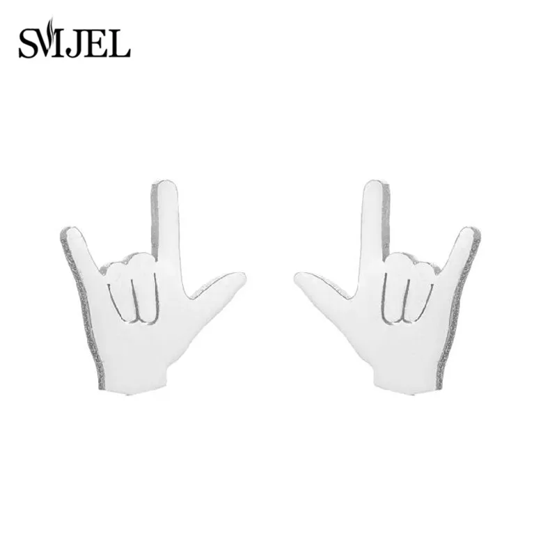 Trend „I love You“-Gesten-Ohrring für Damen, Edelstahl, Ok, Show Your Love, Herz-Ohrstecker, Hochzeitsschmuck, Accessoires, Geschenk Image